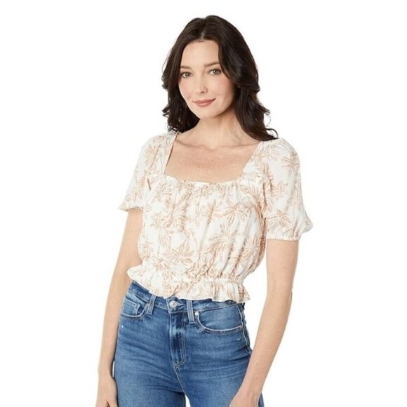 3 for $15 1. STATE Bon Voyage Etched Palm Cropped Blouse, Large - Picture 1 of 9